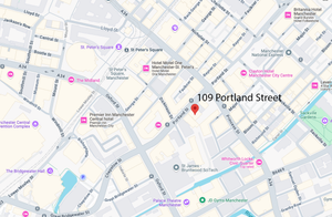 Map of Method Spaces - Portland Plaza serviced offices located at 109 Portland St. Manchester