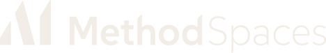Company logo for Method Spaces, characterized by a dark minimalist style and clear, bold lettering of the brand name.