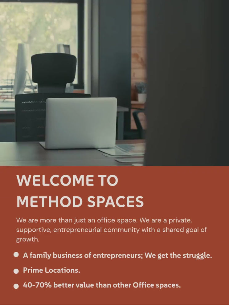 Method Spaces website homepage banner for mobile, collage displaying videos of different spaces to highlight our office spaces for rent or lease in Manchester.