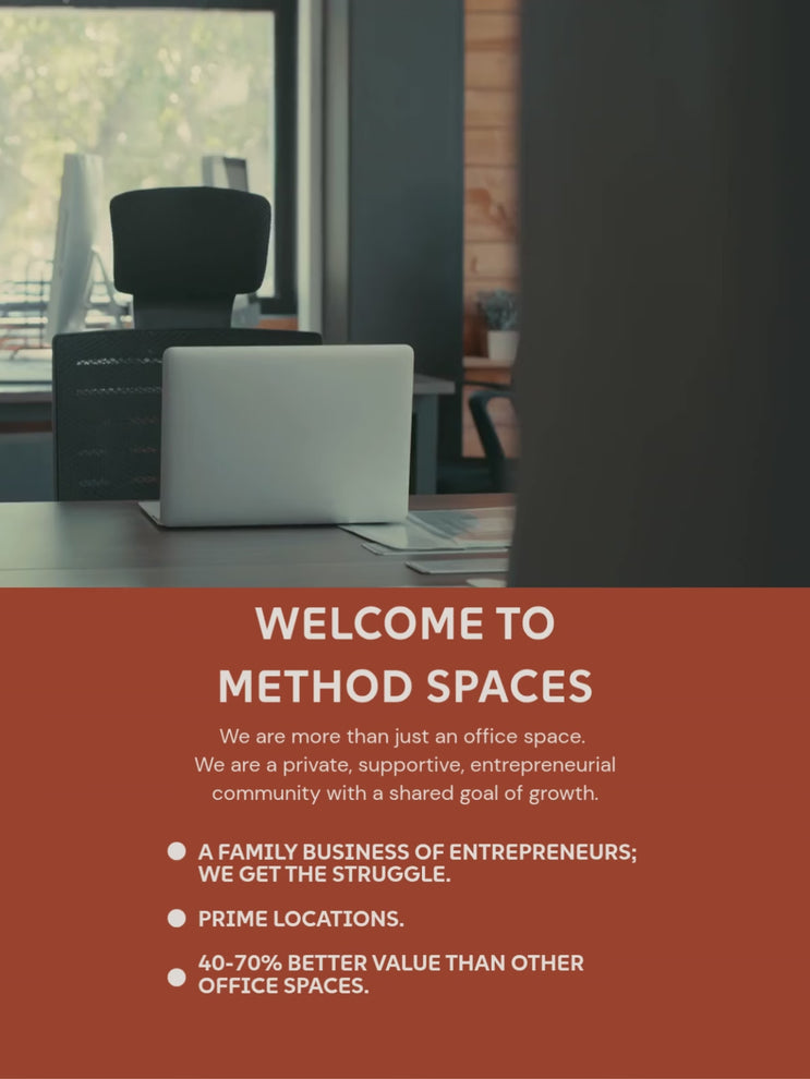 Method Spaces website homepage banner for mobile, collage displaying videos of different spaces to highlight our office spaces for rent or lease in Manchester.
